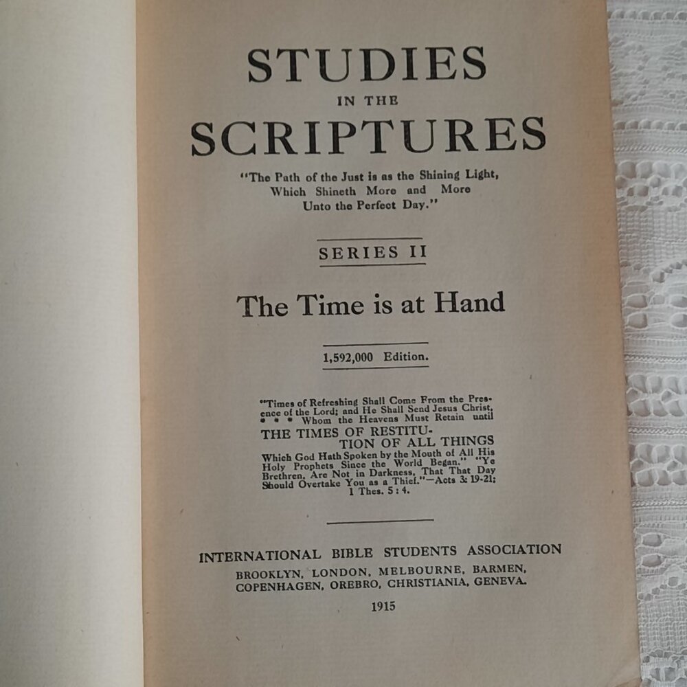 The Time Is At Hand, Studies in The Scriptures 1915, Jehovah's Witnesses, Winged - Picture 8 of 13